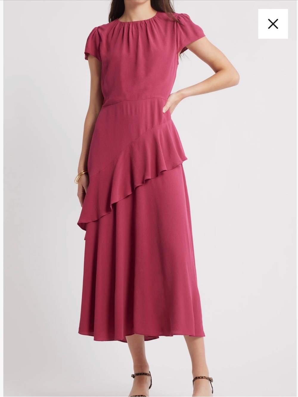 Caslon Rose Ruffle Midi Dress